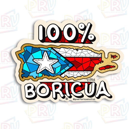 100% Boricua (Sticker)